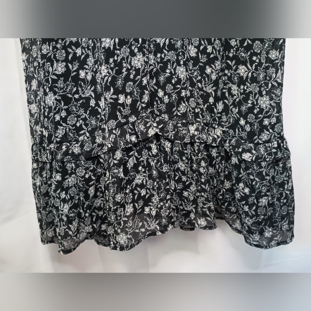 Old Navy Dark Cottage Floral Midi Maxi Dress 2X Ruffle Black Romantic Victorian - Picture 5 of 13